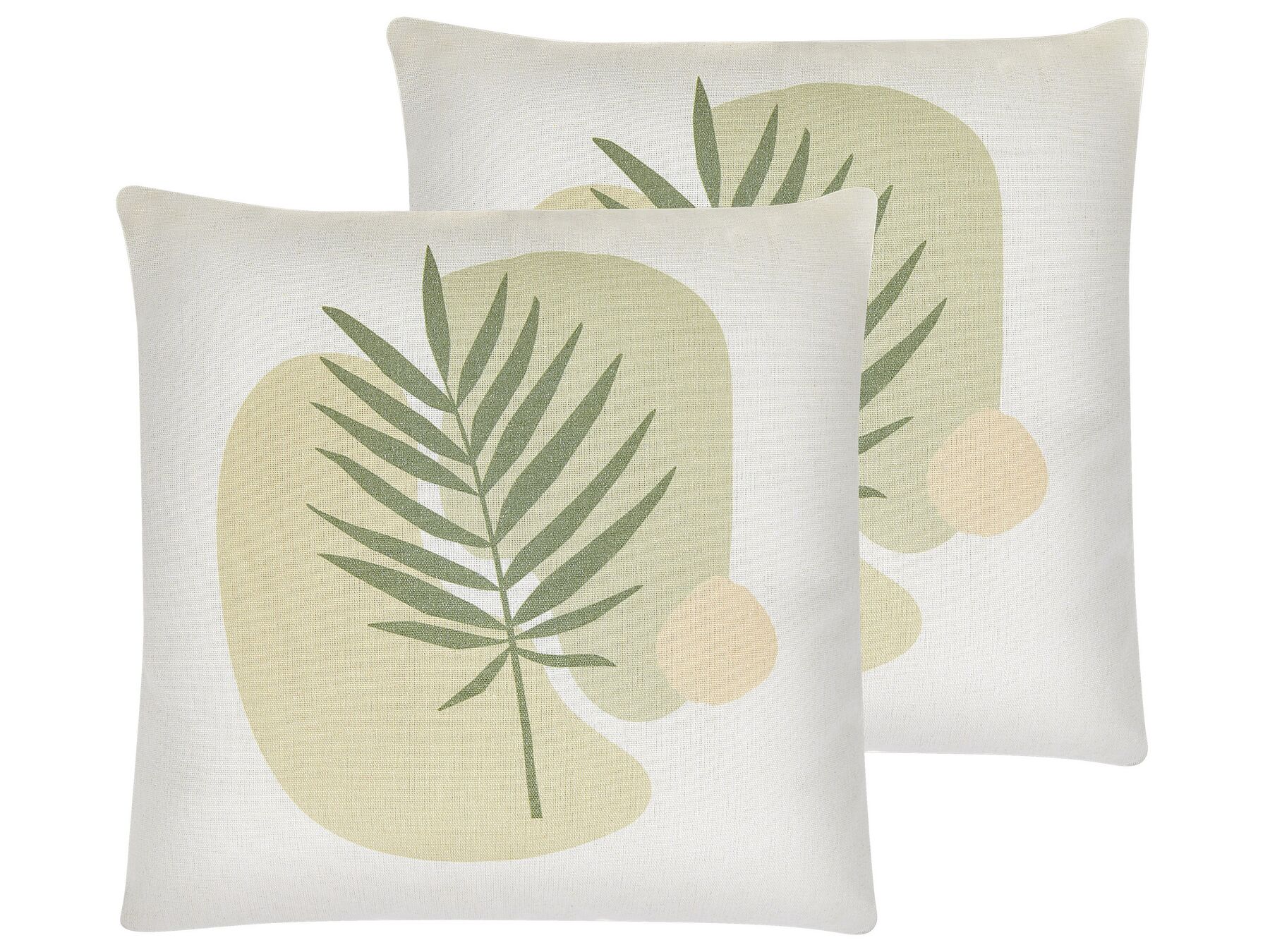 Set of 2 Cushions Leaf Pattern 45 x 45 cm Green and Beige MICROSORUM_810683