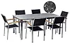 Conjunto de comedor exterior 6 plazas COSOLETO/GROSSETO Vidrio templado Efecto granito Negro