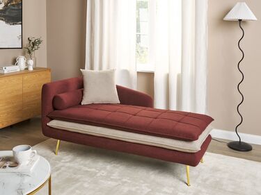 Left Hand Fabric Chaise Lounge Red GONESSE