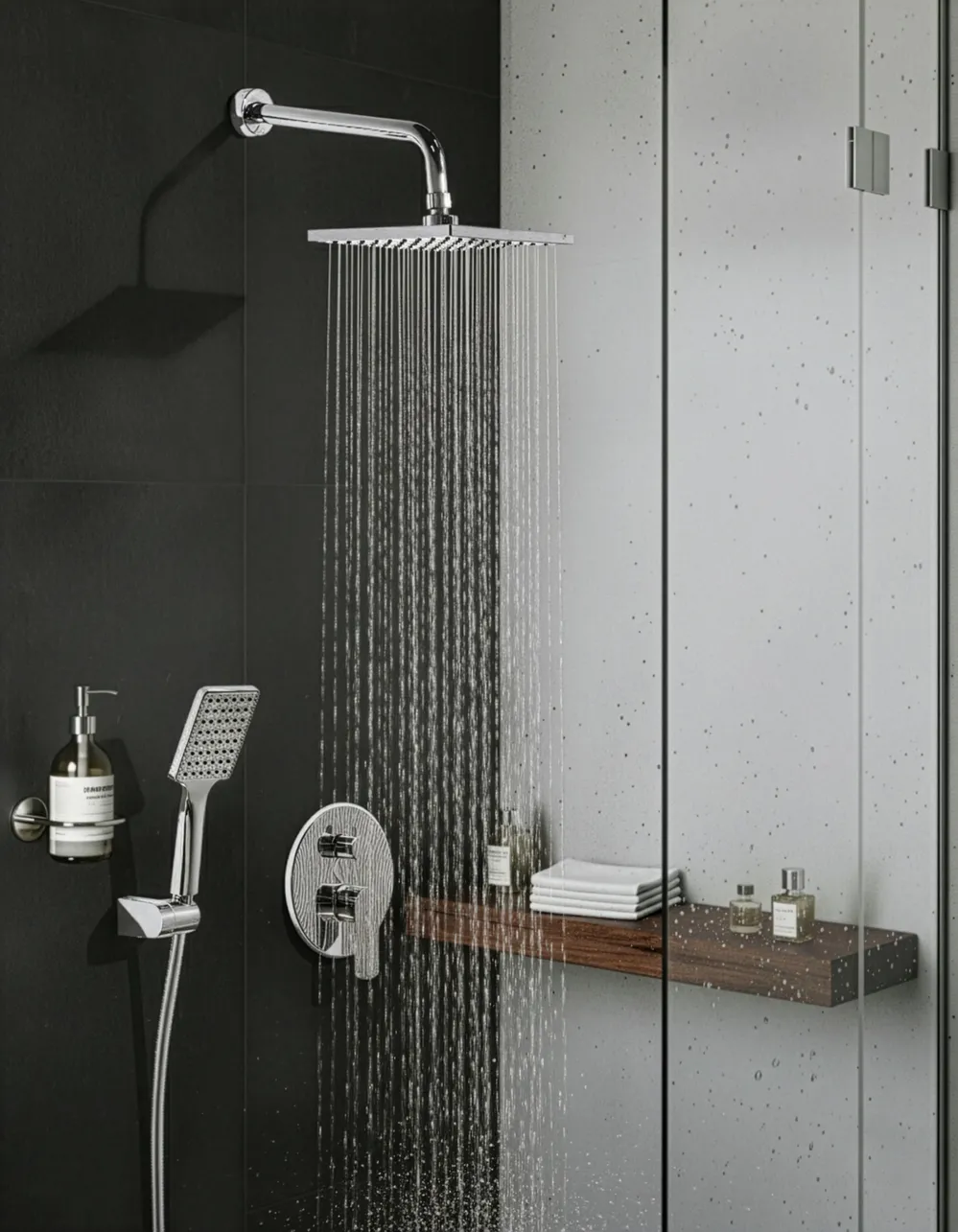 Columna de ducha empotrada con efecto lluvia GUARATUBA Plateado