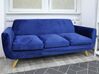 Hoes voor driezitsbank fluweel blauw BERNES_884757