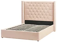 Bett mit Stauraum LUBBON Samtstoff Beige 140 x 200 cm_833504