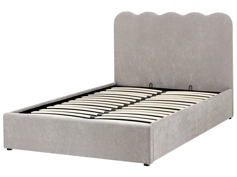 Bett mit Stauraum NANTERRE Chenillegewebe Taupe 120 x 200 cm_1082432