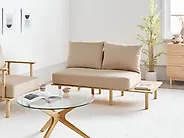 Sofa 2 Seater SALO with Tables Fabric Beige_1178906