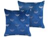 Set med 2 sammetskuddar fjärilsmönster 45 x 45 cm blå YUZURI_857845
