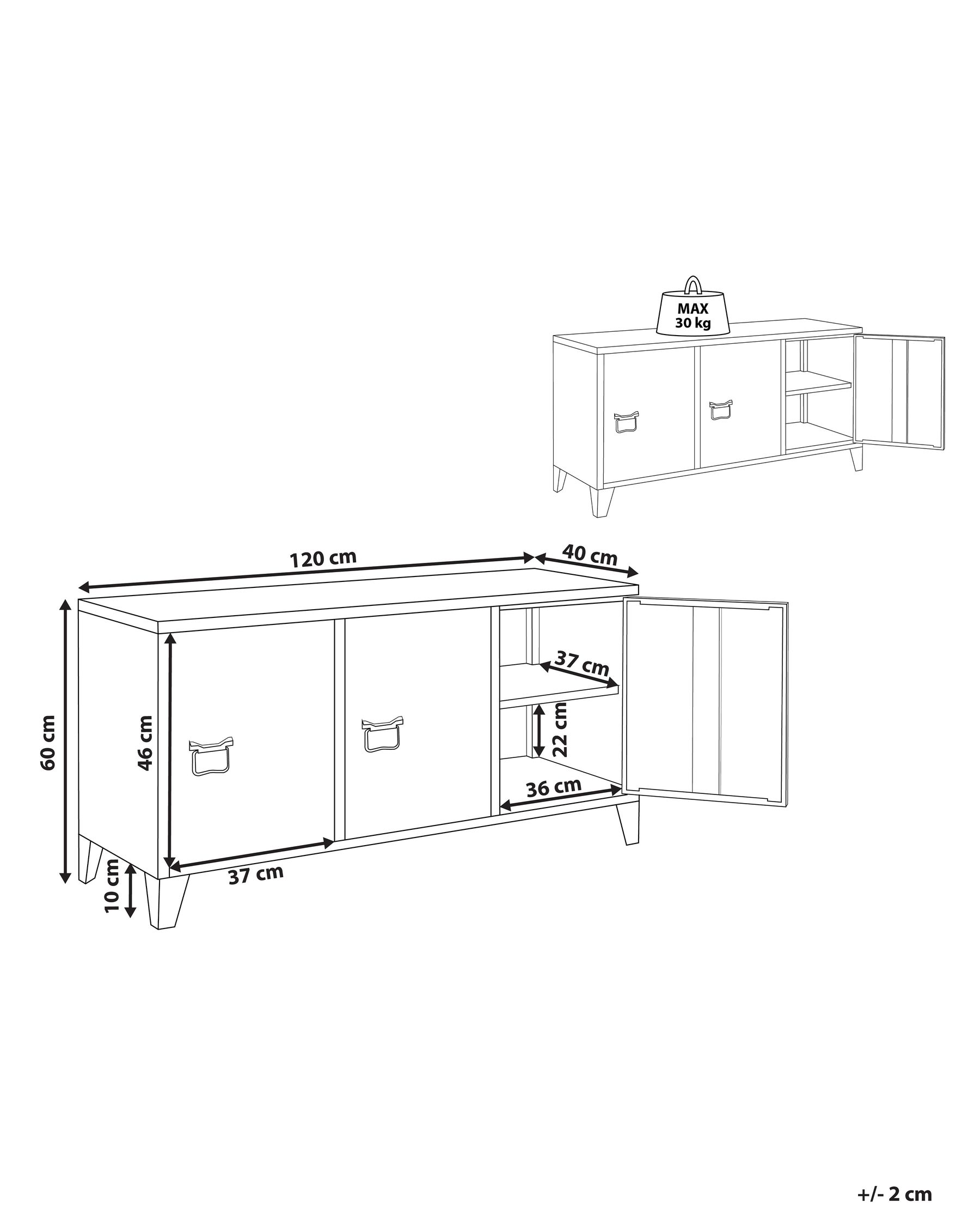 3 Door Steel Sideboard Dark Red CARDIFF_957936