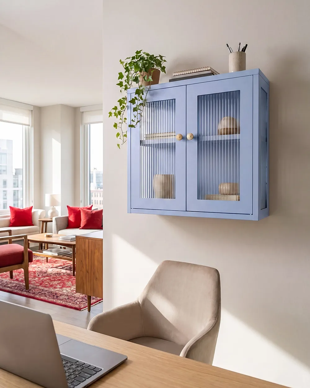 Wall Cabinet HARLYN 60 cm Metal Blue