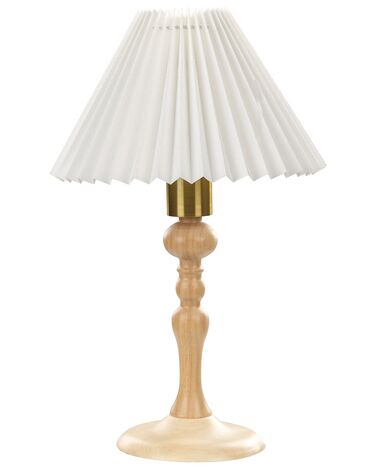 Lámpara de mesa de madera de roble clara/blanco/dorado 39 cm COOKS