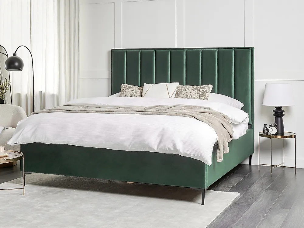 Ottoman Bed SEZANNE Velvet Dark Green 180 x 200 cm (EU Super King)_1184939