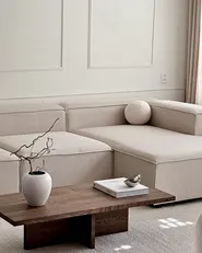 Modular Corner Sofa 2 Seater ARDAL with Ottoman Fabric Beige Right Hand_983525