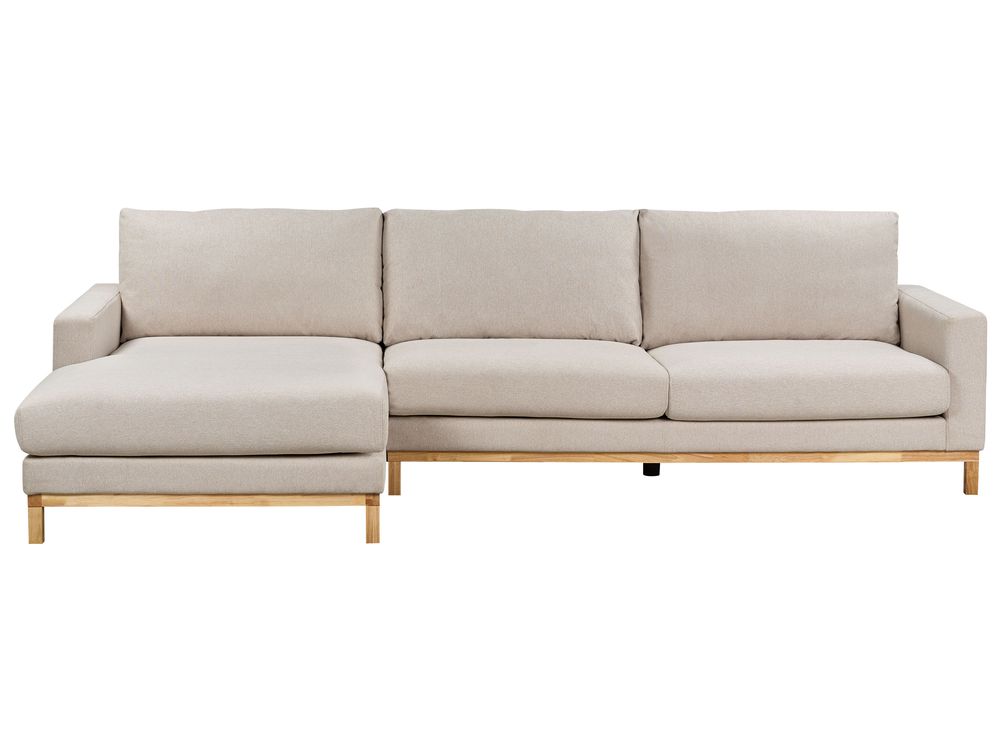 Canapé d'angle 4 places SIGGARD Tissu Beige clair Côté droit