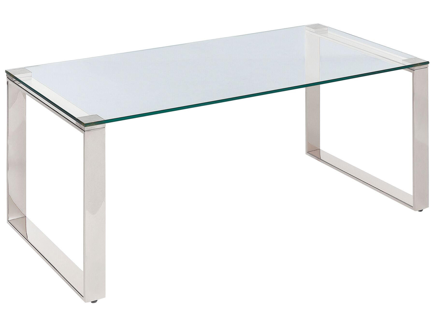 Couchtisch Glas / Edelstahl silber rechteckig 100 x 50 cm TILON_857787