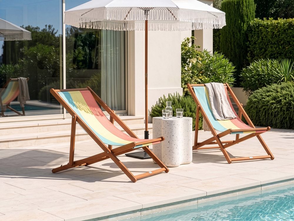 Set of 2 Sun Lounger Replacement Fabrics ANZIO/AVELLINO 113 x 44 cm Multicolour
