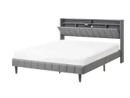 Bed with LED BEAULIEU Fabric Dark Grey 160 x 200 cm (EU King Size) with USB Port with Storage_993601