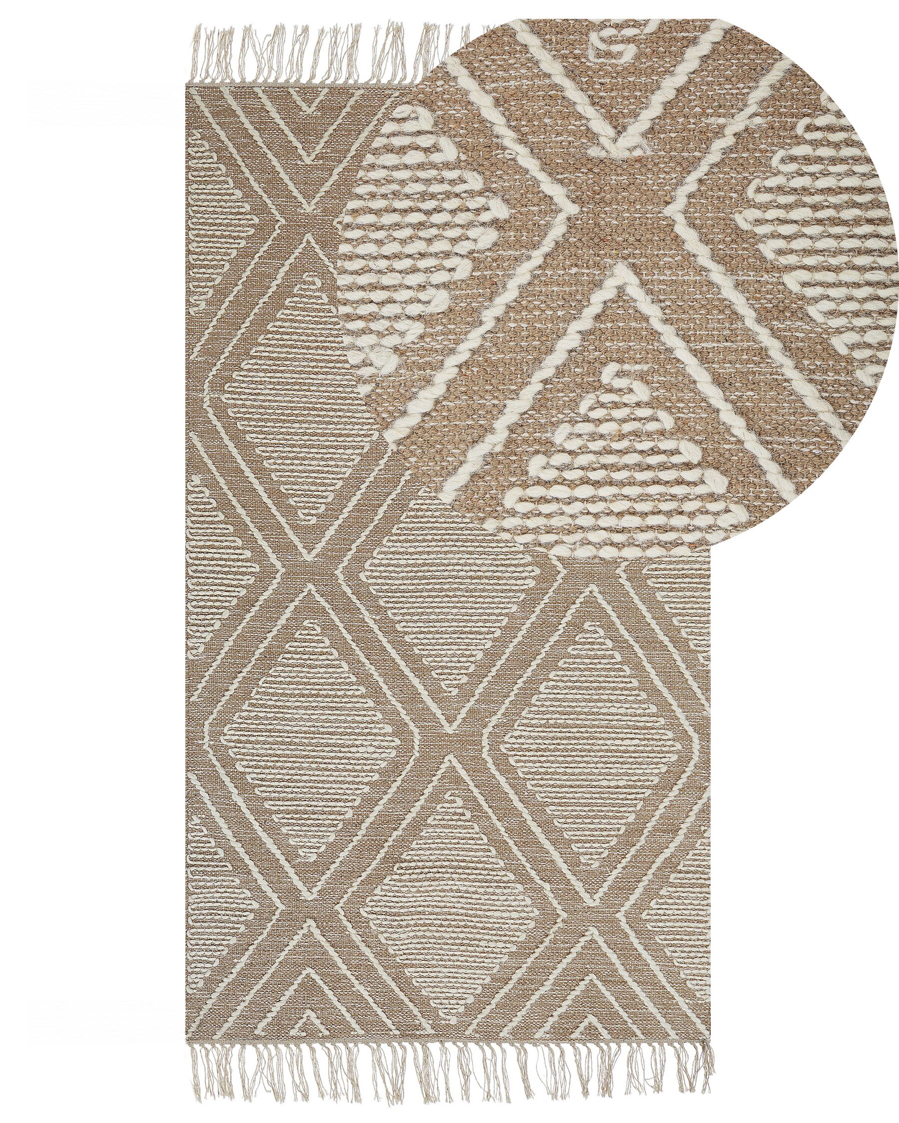 Bavlnený koberec 80 x 150 cm béžová/biela KACEM_831133