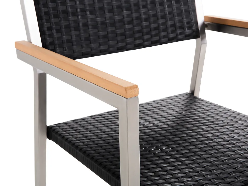 Garden Dining Set 4 Seater MALETTO/GROSSETO PE Rattan Black_938142