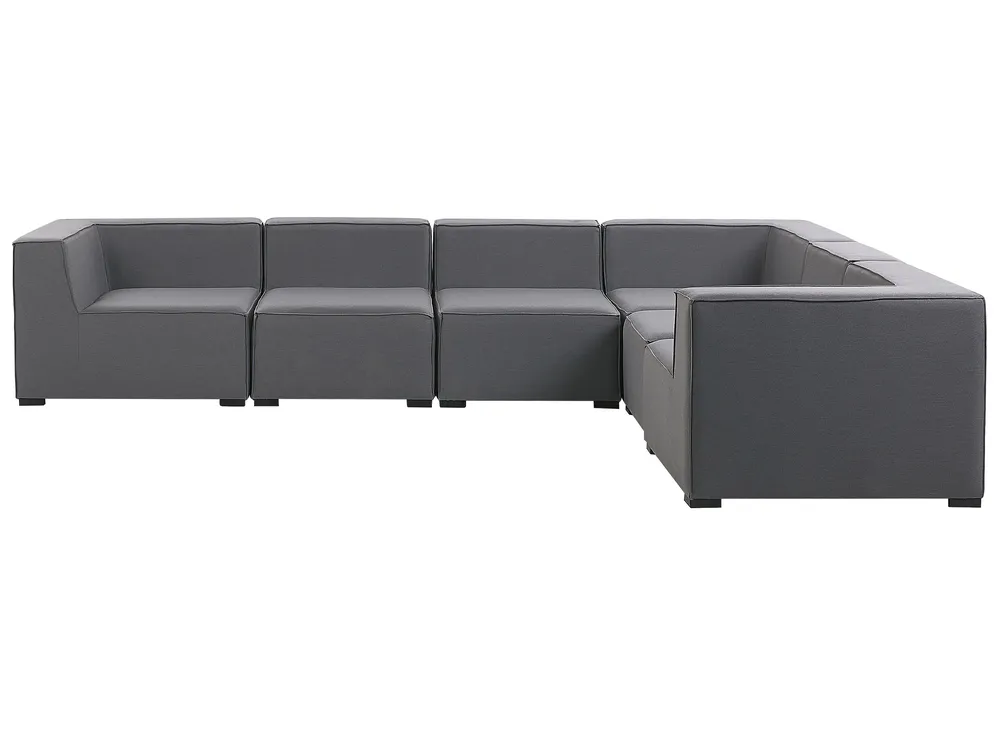 Divano angolare da giardino con pouf 7 posti AREZZO Modulare Grigio Lato Sinistro_778114