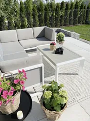 Garden Corner Sofa with Table 6 Seater CASTELLA Metal Grey Left Hand_826359