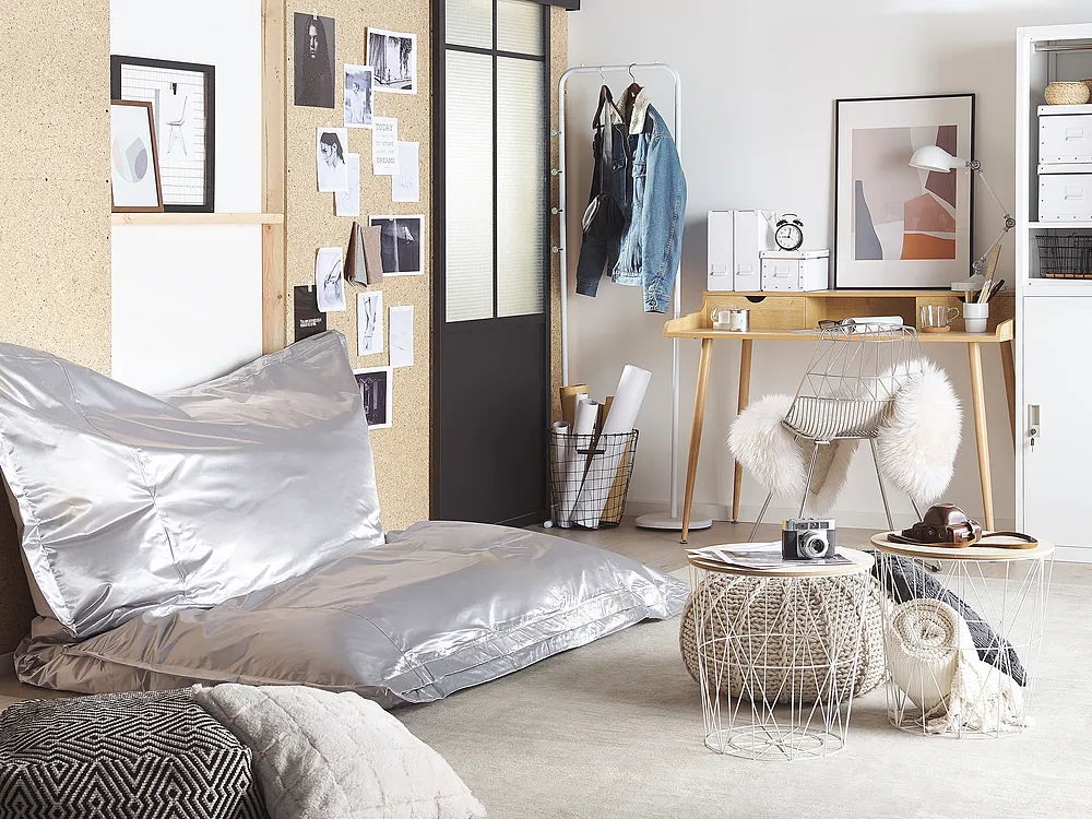Sitzsack 600 L FUZZY 180 cm 230 cm Silber_1150543