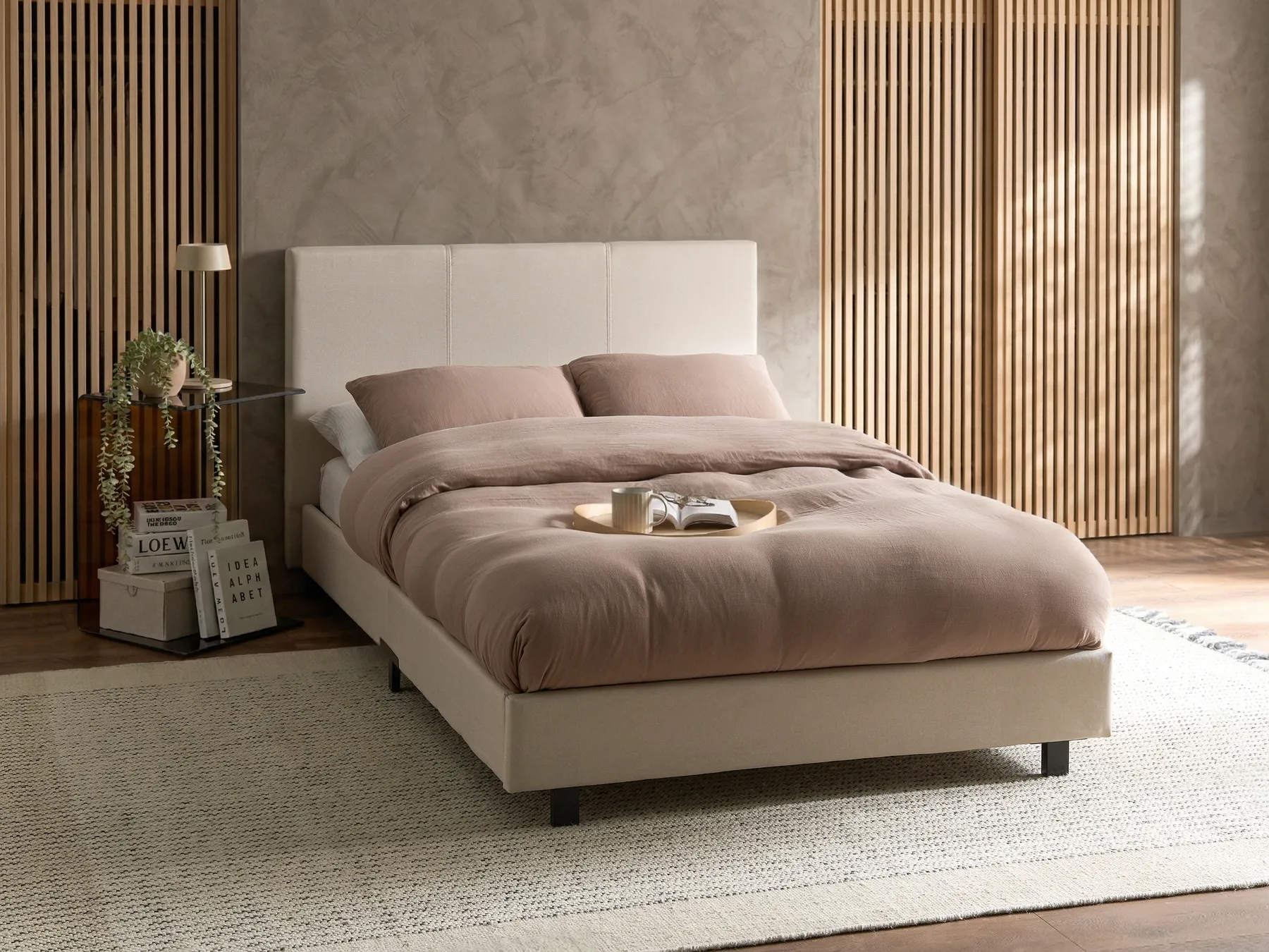 Bed Fabric ALBI 120 x 200 cm (EU Small Double) Beige_1060941