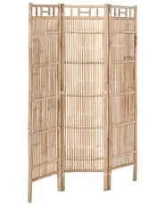 3-Panel Garden Privacy Screen CEFALU Folding Light Brown_1047667
