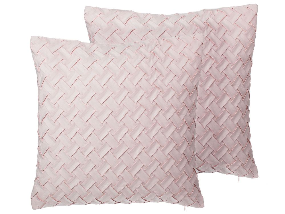 Set of 2 Decorative Cushions TITHONIA 45 x 45 cm Pink Chevron Pattern