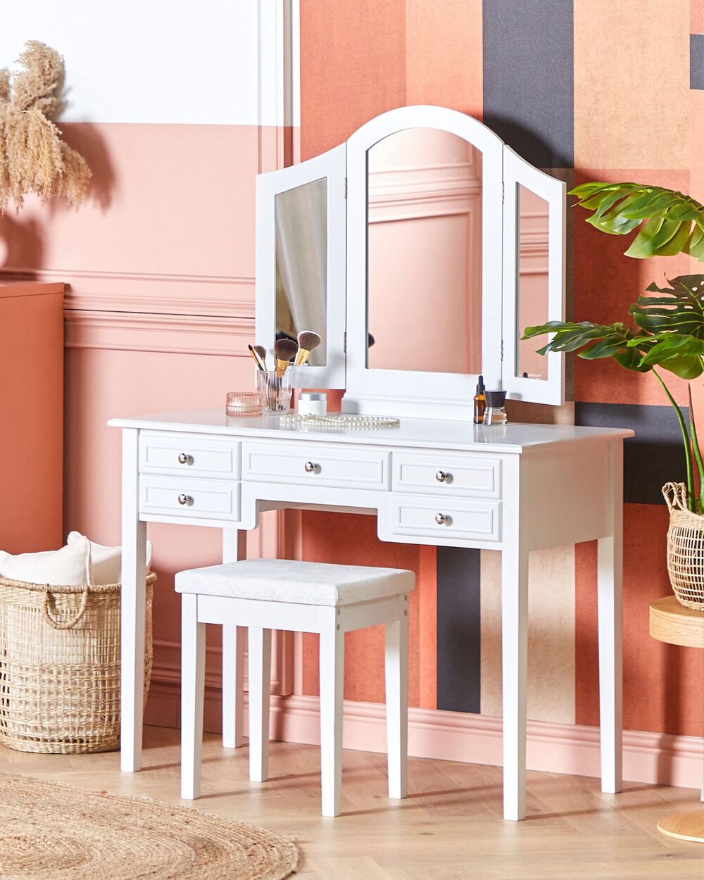 White 6 drawer dressing table on sale