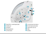 Hjørne-boblebad med LED MANGLE 187 x 136 cm Hvid_807031