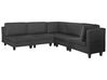 Right Hand 5 Seater Modular Fabric Corner Sofa Black FEVIK_833829