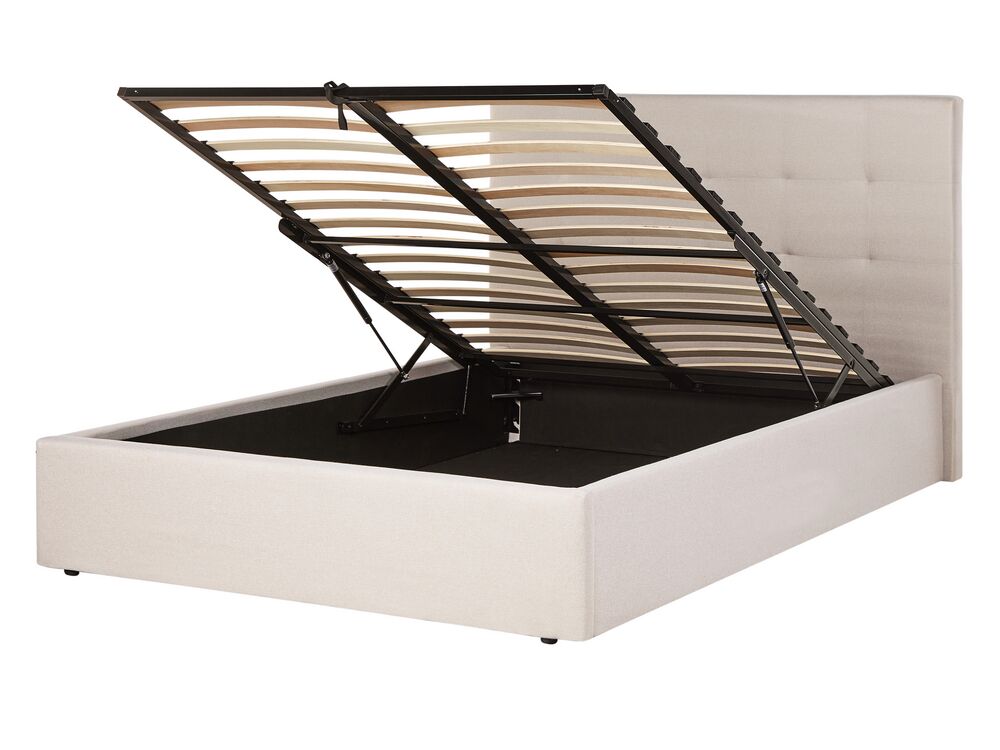 Ottoman Bed LORIENT Fabric Beige 140 x 200 cm (EU Double)