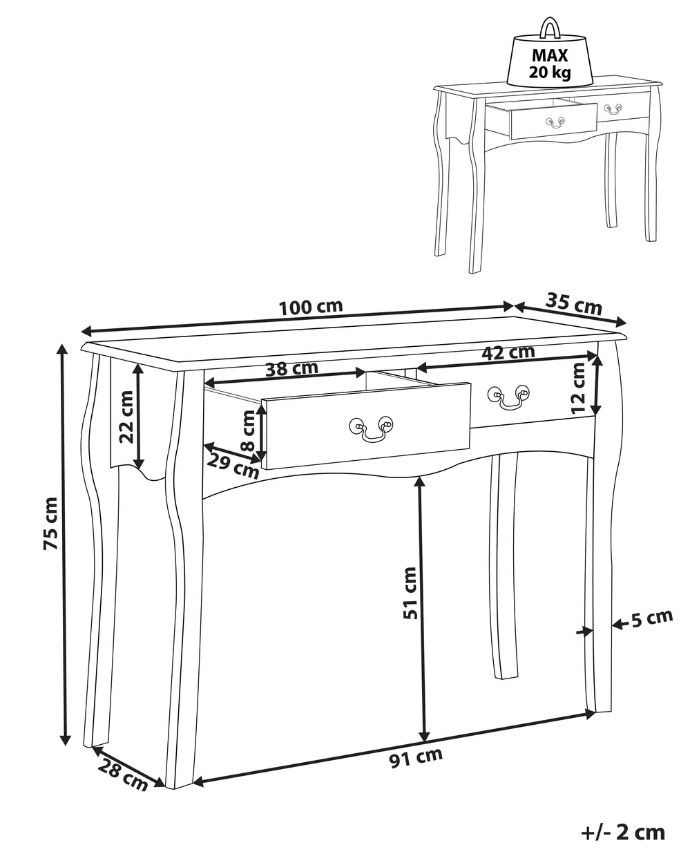 Tavolino consolle KLAWOCK Nero_814925