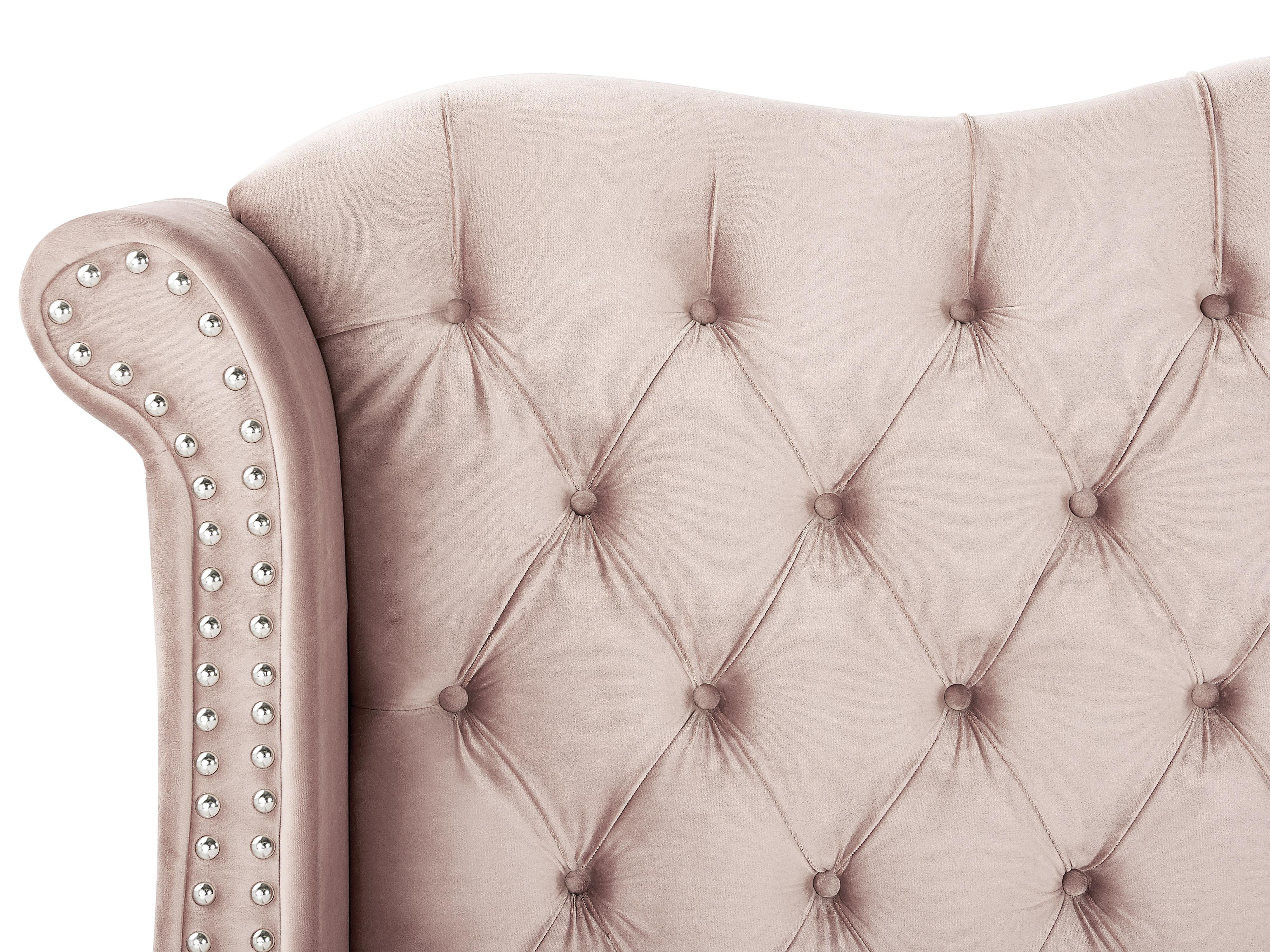 Cama Terciopelo AYETTE 160 x 200 cm Rosa pastel_905320