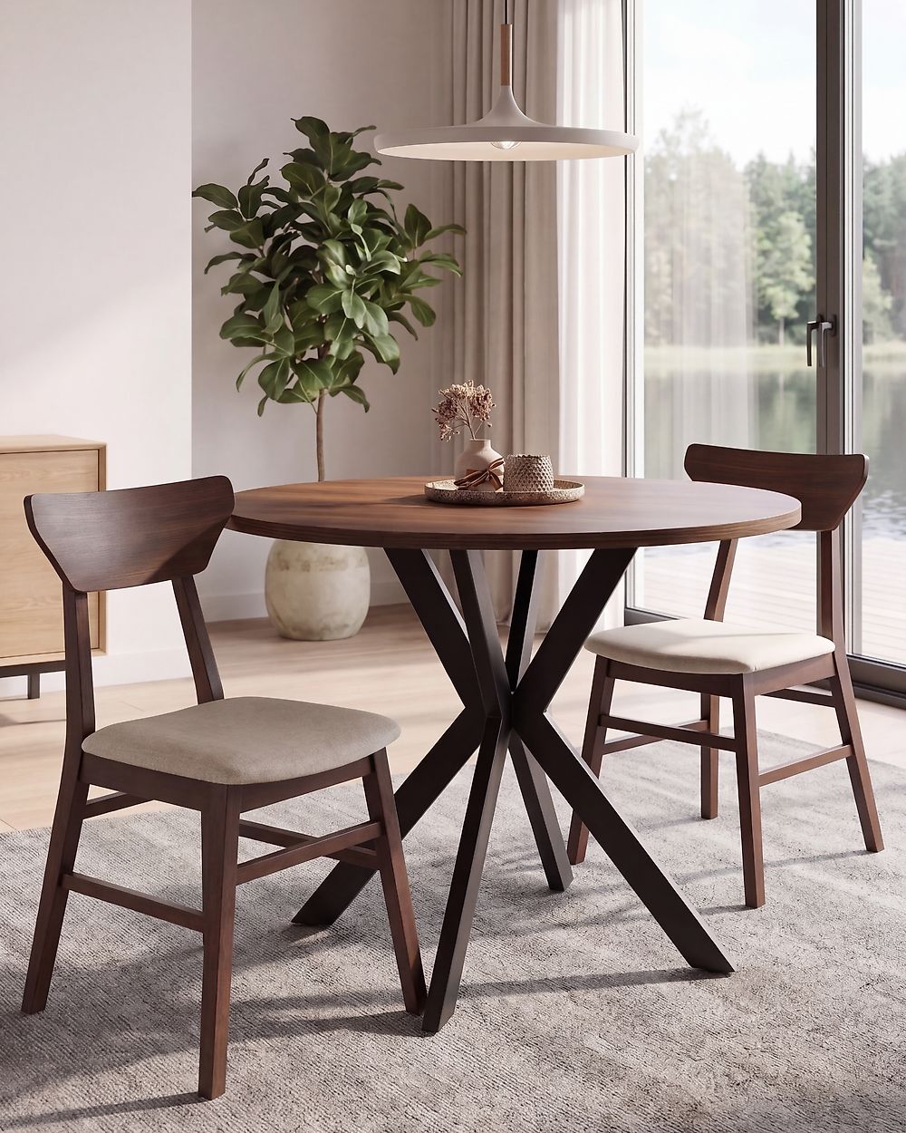 Esszimmerstuhl 2er Set HOPKINS Holz Dunkelbraun