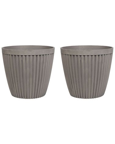 Set di 2 vasi pietra tortora ⌀ 36 cm POKA