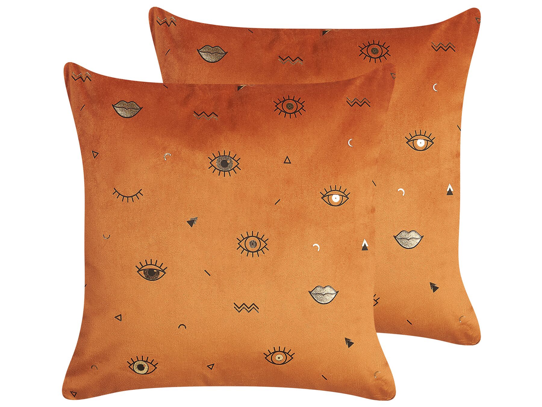 2 welurowe poduszki dekoracyjne z motywem oka 45 x 45 cm pomarańczowe AEONIUM_830060