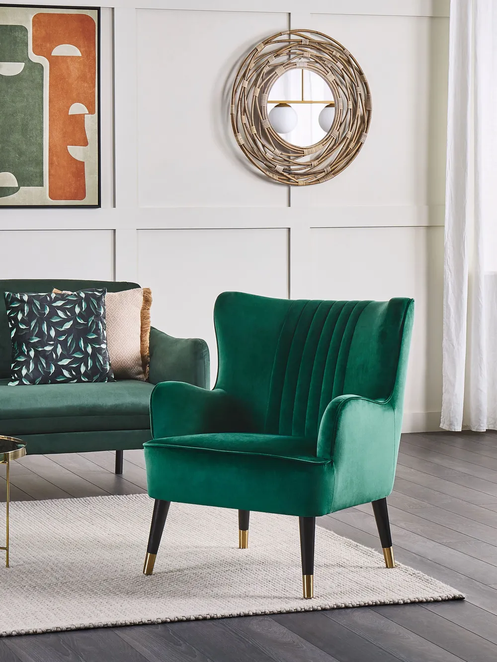 Wingback Chair VARBERG Velvet Emerald Green
