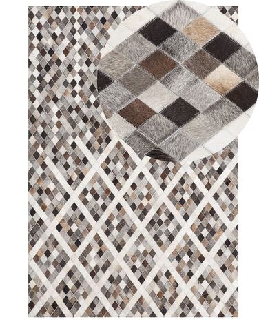 Cowhide Area Rug 160 x 230 cm Grey and Brown AKDERE