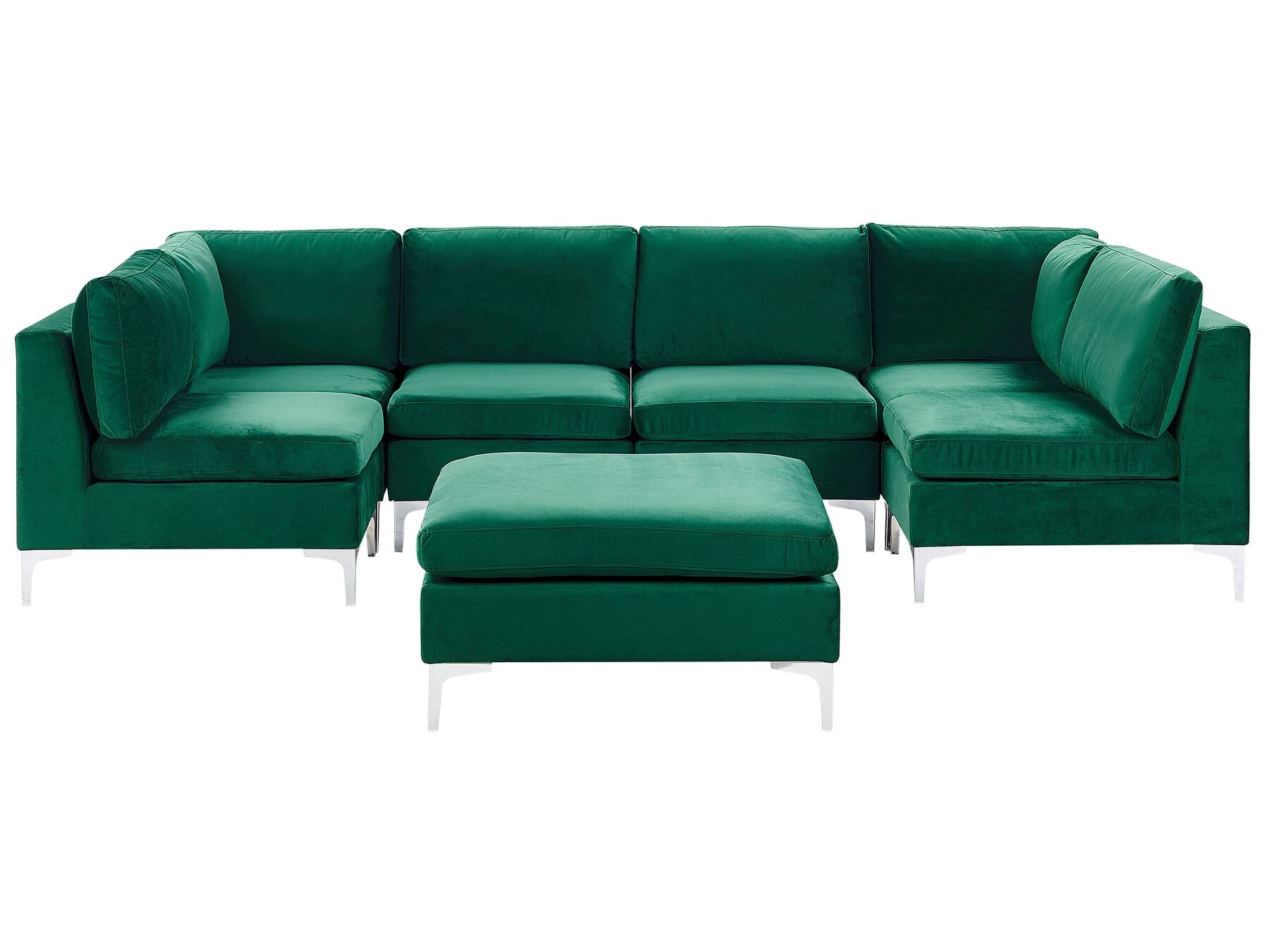 Sofa modułowa 6-osobowa z otomaną welurowa zielona EVJA_789518