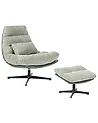 Swivel Armchair TOVIK with Footstool Chenille Light Green