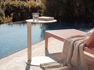 Garden Side Table VENTURINA 40 cm 40 cm Metal Beige_1117018