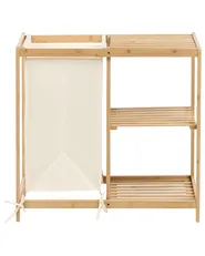 Meuble haut PUILAR 68 cm avec panier à linge Bambou Marron clair_1144370