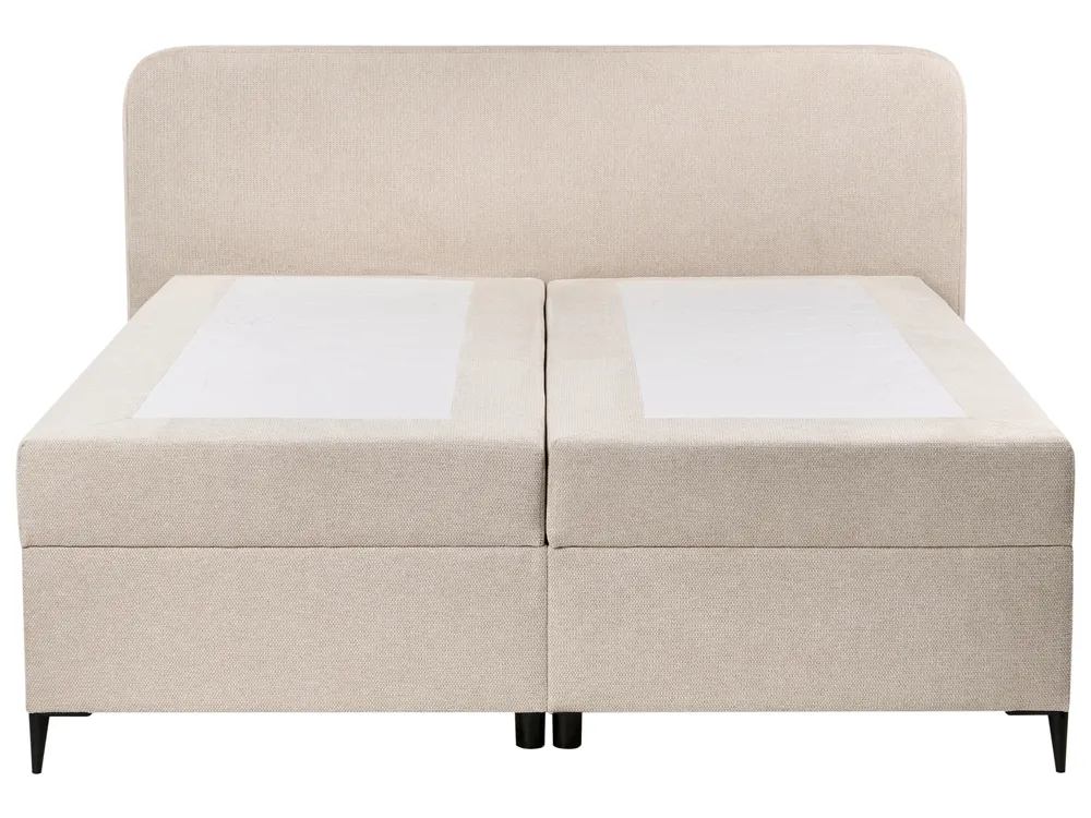 Divan Bed with Storage REGENT Fabric Light Beige 160 x 200 cm (EU King Size)_1065405