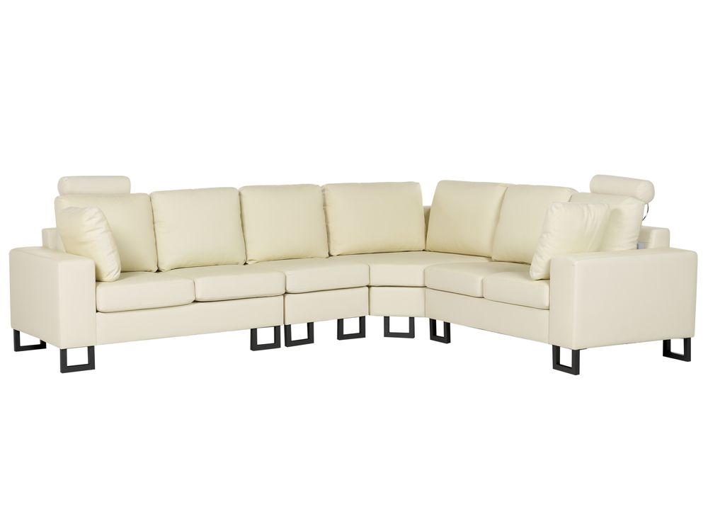 Corner Sofa 6 Seater STOCKHOLM Leather Light Beige Left Hand