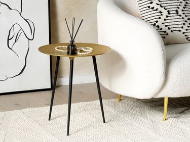 Metal Side Table Black and Gold WAIPU