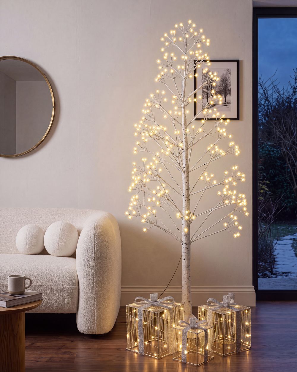 Decoración de exterior LED ALBIONI 180 cm Árbol Blanco