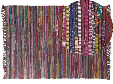 Tappeto multicolore scuro in cotone con fronde 140 x 200 cm DANCA