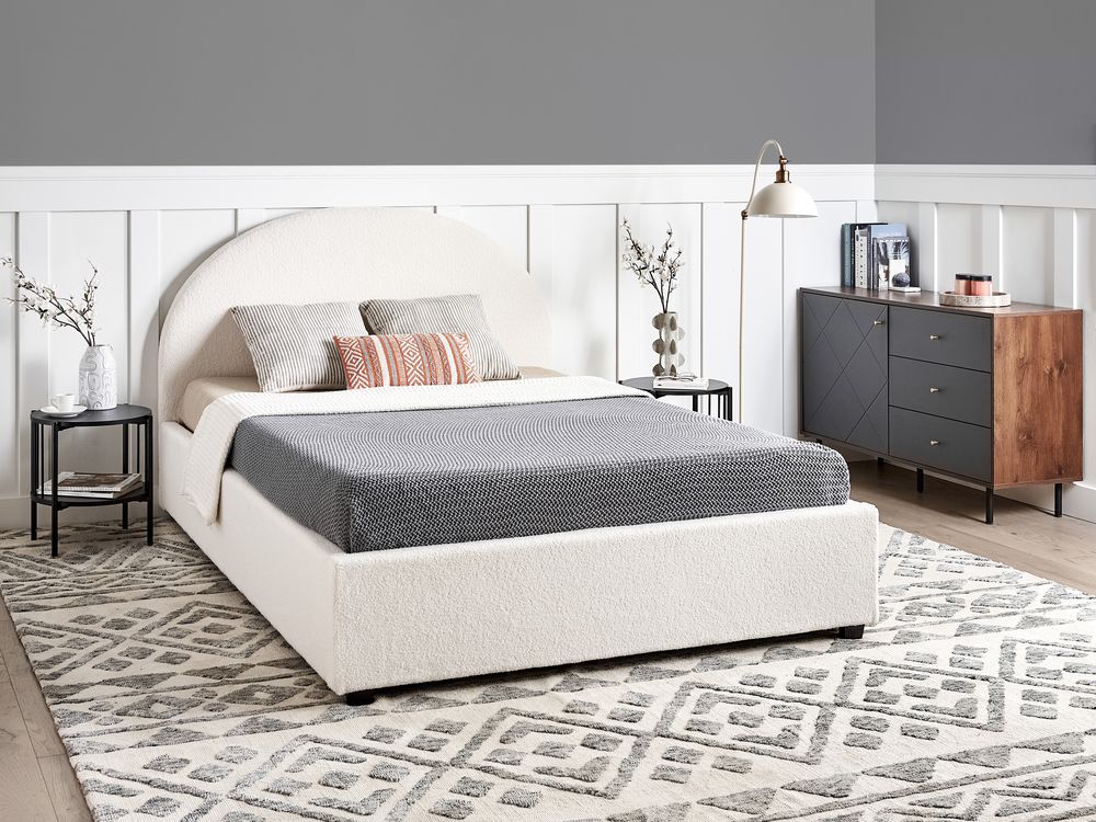 Ottoman Bed VAUCLUSE Boucle Off-White 140 x 200 cm (EU Double)