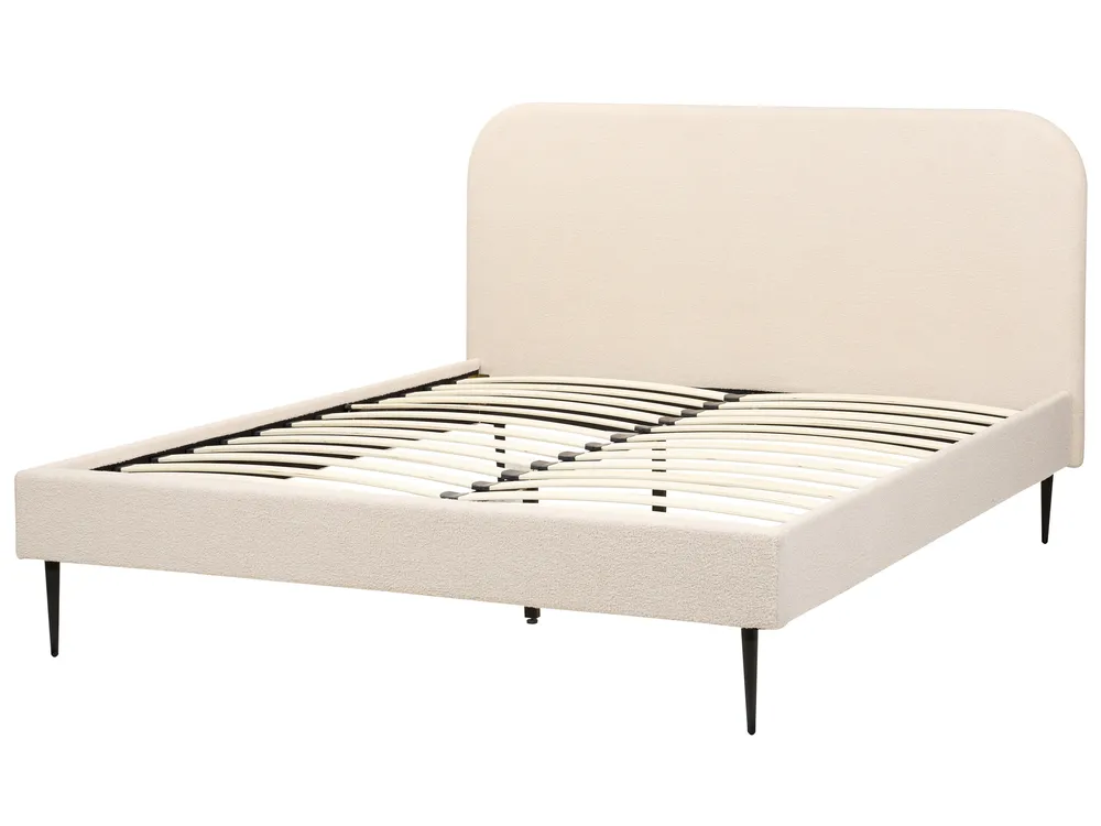 Bed Boucle FLAYAT 160 x 200 cm (EU King Size) Light Beige_882711