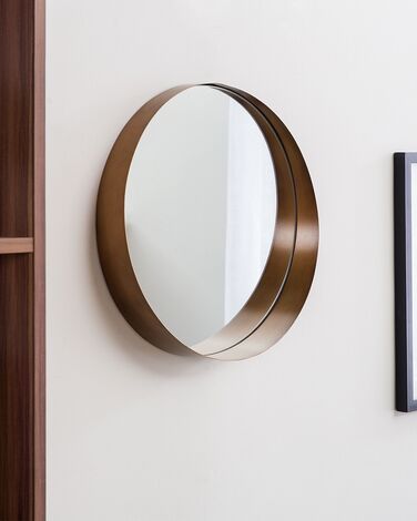 Round Metal Wall Mirror ø 40 cm Copper PINEY