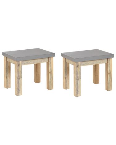 Záhradná stolička betón / akáciové drevo sivá / farba svetlého dreva sada 2 OSTUNI